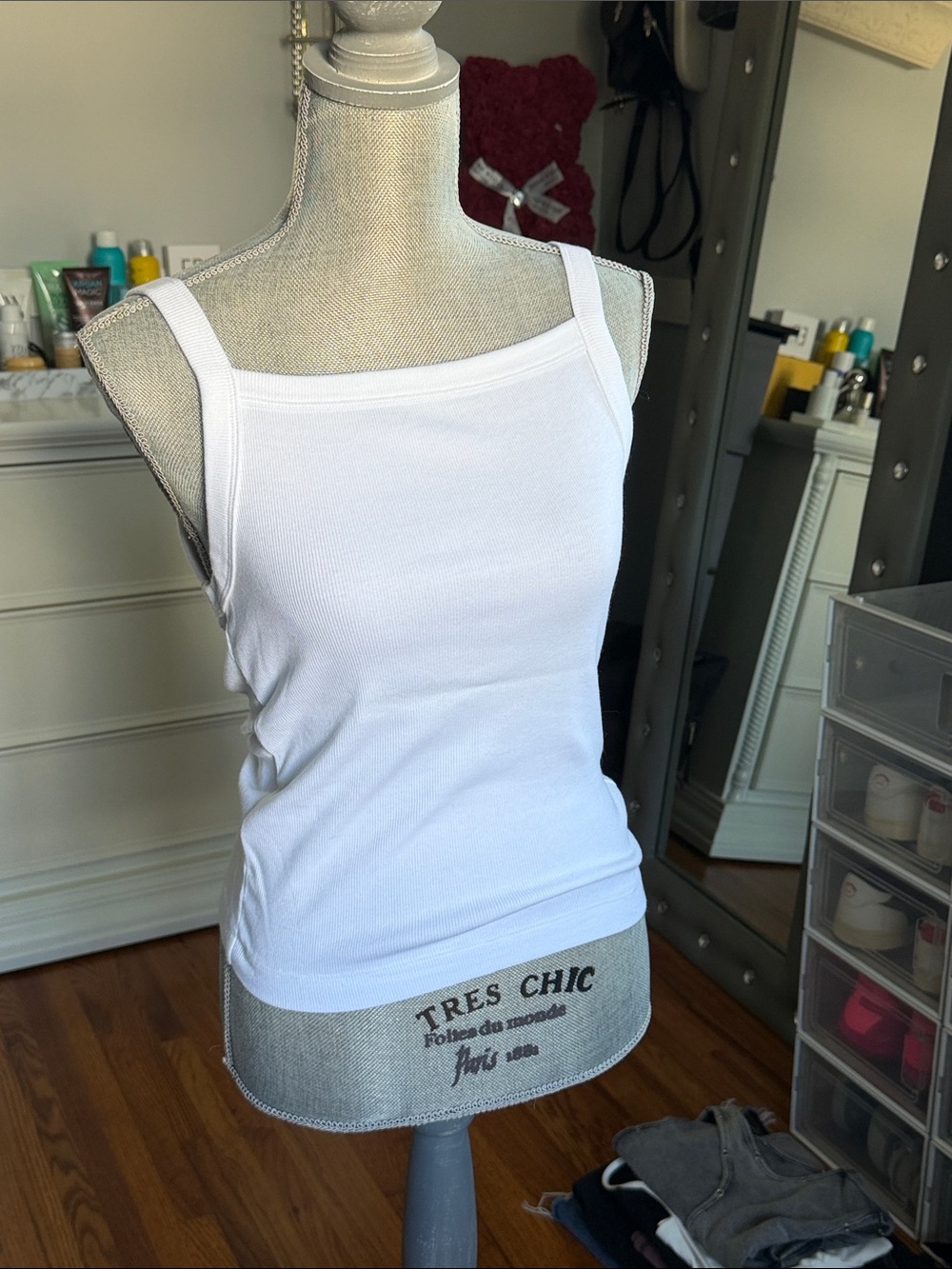 Abercrombie & Fitch White Ribbed Square-Neck Tank